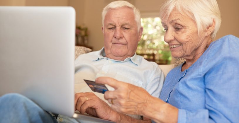 Senior couple shopping online. Online shopping offers ease and convenience.